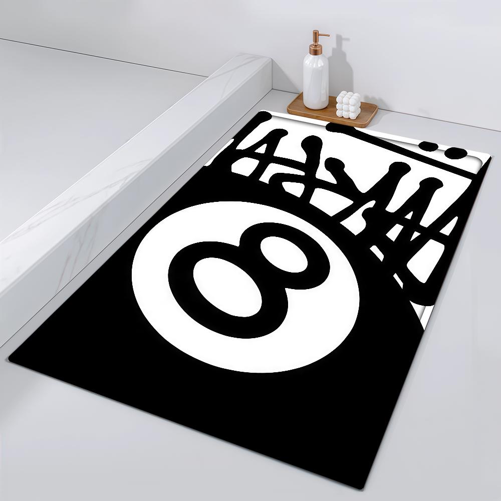 Black Billiards Door Mat Ball No Bedside Entrance Bath Floor Decoration Corridor Door 8 Mat Carpet Game Living Room Balcony