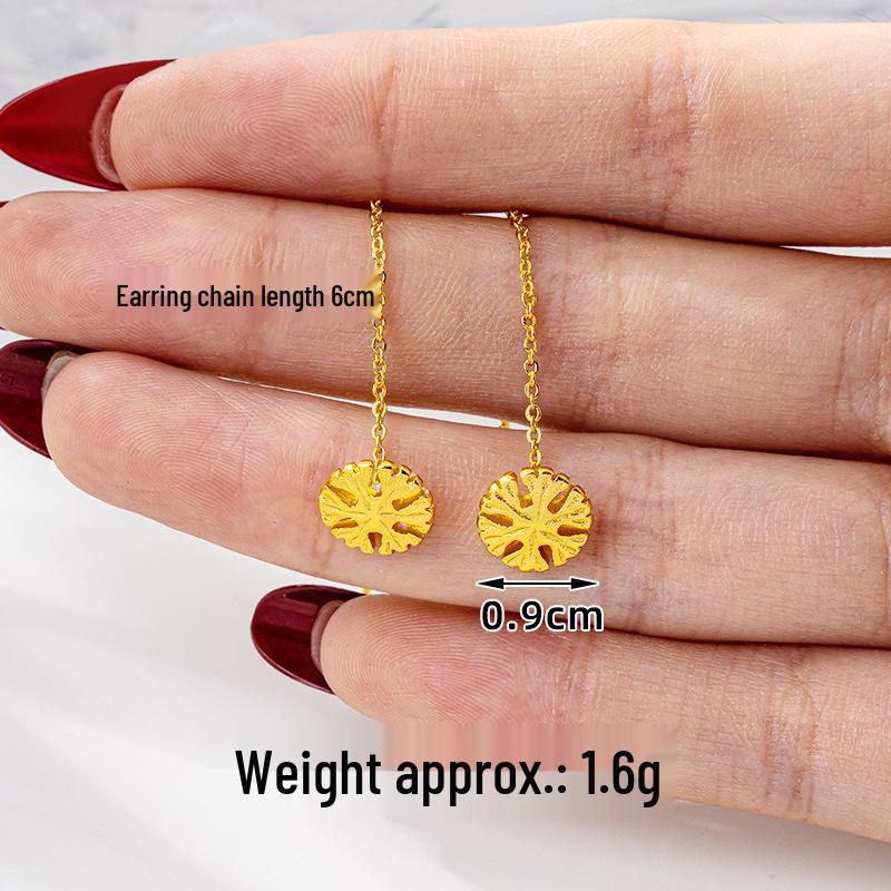 Cercei imitație aur nisipiu de înaltă calitate: Design cu ciucuri de lungă durată pentru femei, Accesorii din cupru transfrontaliere