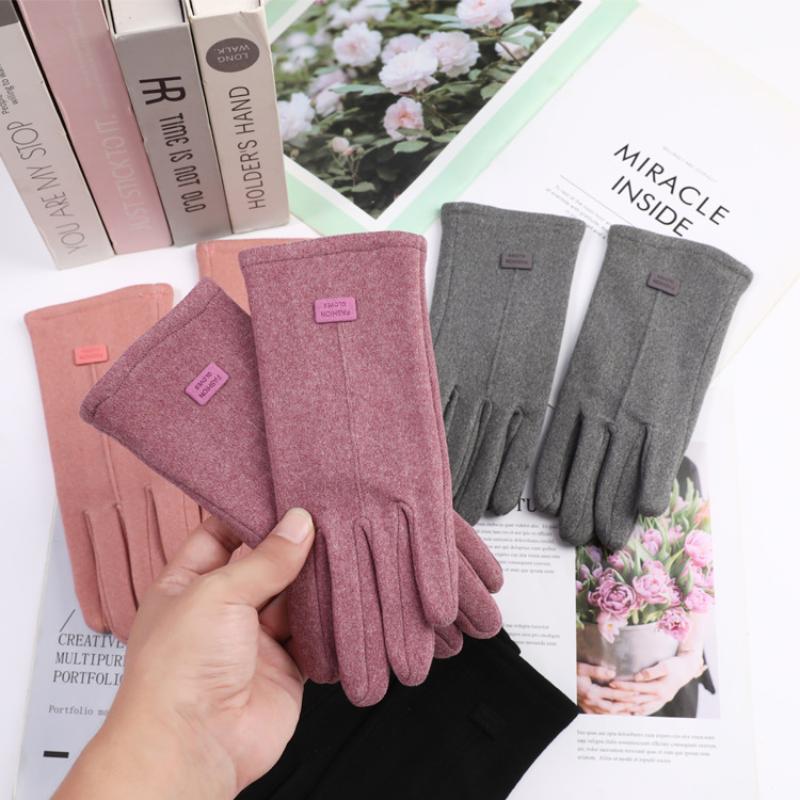 Gants d'hiver épais en peluche pour femmes, mode chaude en daim, gants d'extérieur pour dames, gants de conduite à écran tactile, mitaines de cyclisme de sport