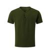 Solid Color V-neck Breathable Sweat Wicking Casual Sports Top Button Short Sleeved Men's T-shirts