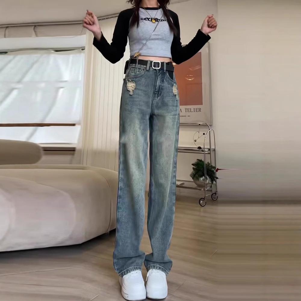 Women s Retro Ripped Jeans: Plus Size, Petite, Straight & Wide Leg, Slimming, Spring & Autumn. S