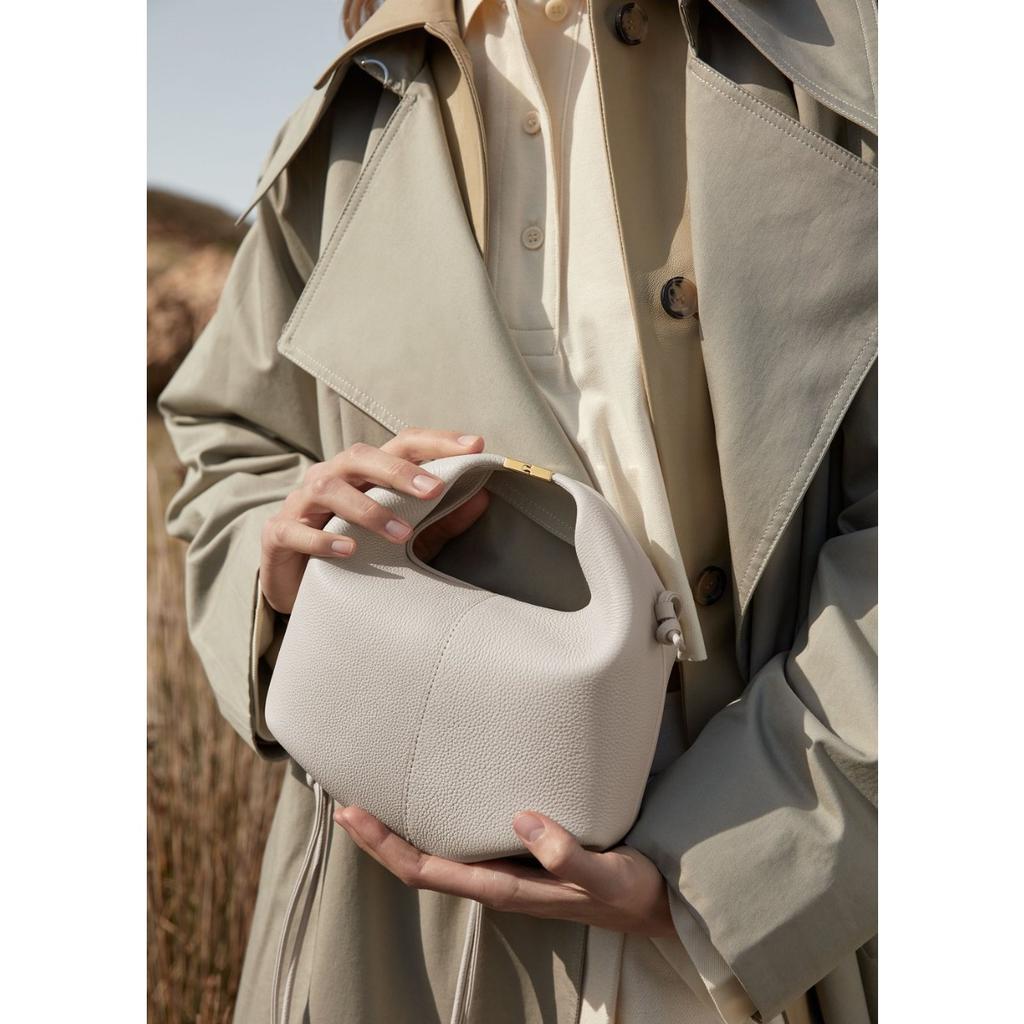 French Poleneparis Niche Cowhide Shoulder Messenger Women's Bag Number11 Dumpling Bento Bag Leather Bag