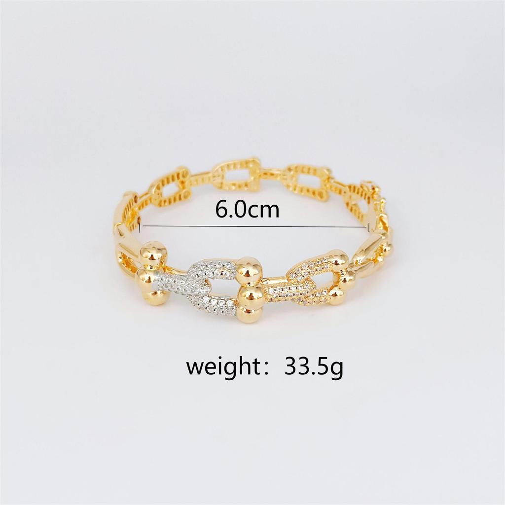 Full Diamond Niche Premium Bracelet Bracelet Horseshoe Full Diamond Bracelet Gold And Silver Mixed Color Bracelet