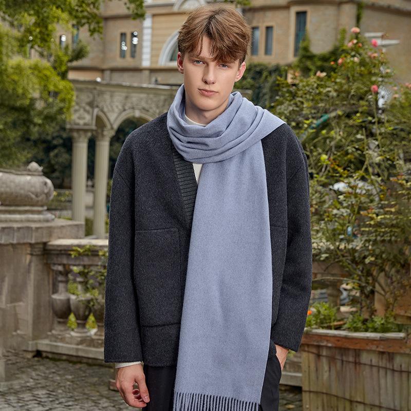 Men's Solid Color Scarf Autumn and Winter New Versatile Wool Scarf Korean Atmosphere Cashmere Scarf Women's Winter Warmth