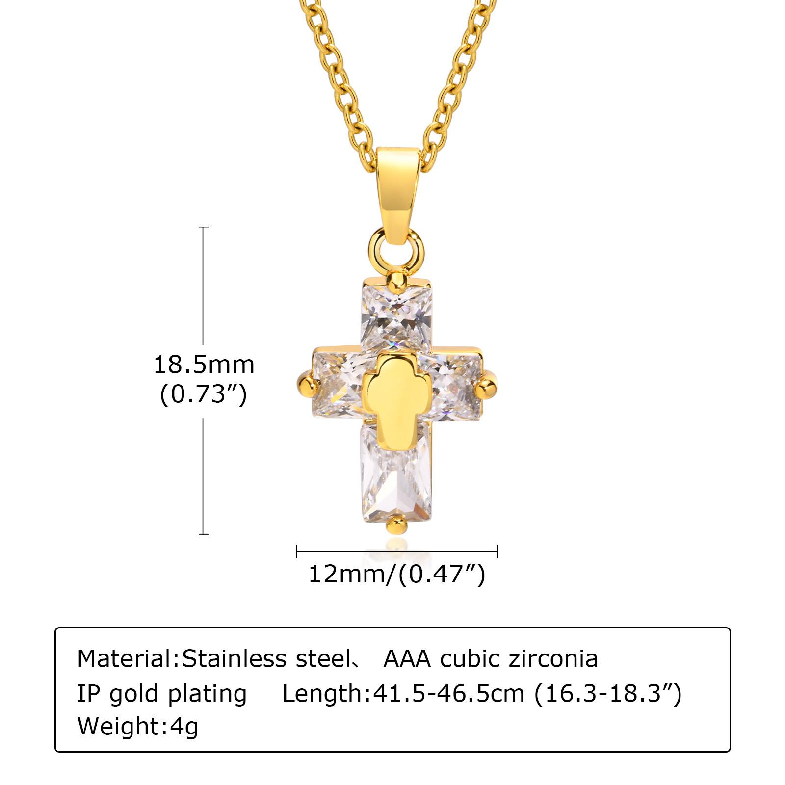 Cubic Zirconia Crucifix Cross Neckalce Pendant for Women Simple Layered Jewelry