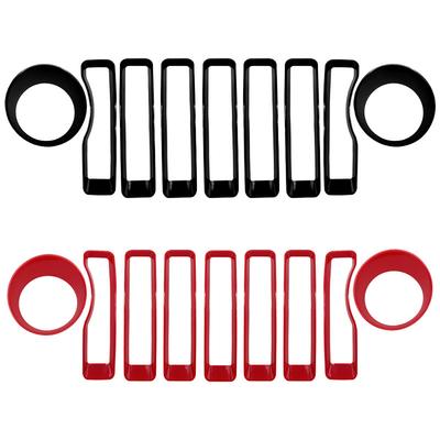 ABS Car Exterior Front Headlight Lamp and Racing Front Grille Decoration Trim Cover Stickers for Jeep Wrangler JL