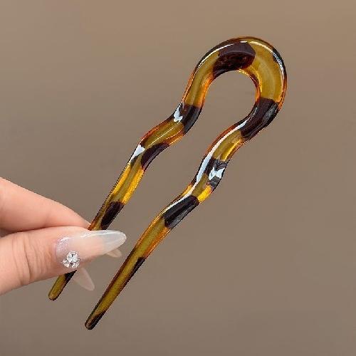 U-shaped Acetic Acid Hairpin Simple Beads Hair Stick Women Girls Colored U-Shaped Irregular Hairpin Jewelry Styling  Accessories