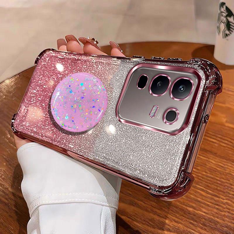 For infinix Note 50 Pro Plus 50X 50S Hot40i Tecno Spark 20 pro C Go 2024 Case With Holder Shockproof Full Protection Shiny Cover