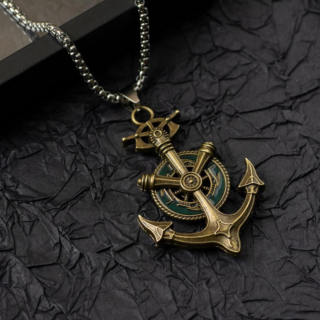 Retro europeiskt och amerikanskt halsband, street hiphop-hänge, retro medeltida båtankar-halsbandstillbehör