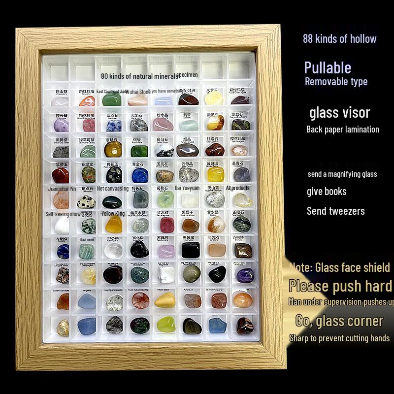 Natural Crystal & Mineral Specimen Box - Raw Stones for Children's Exploration & Learning (36-80 Varieties)