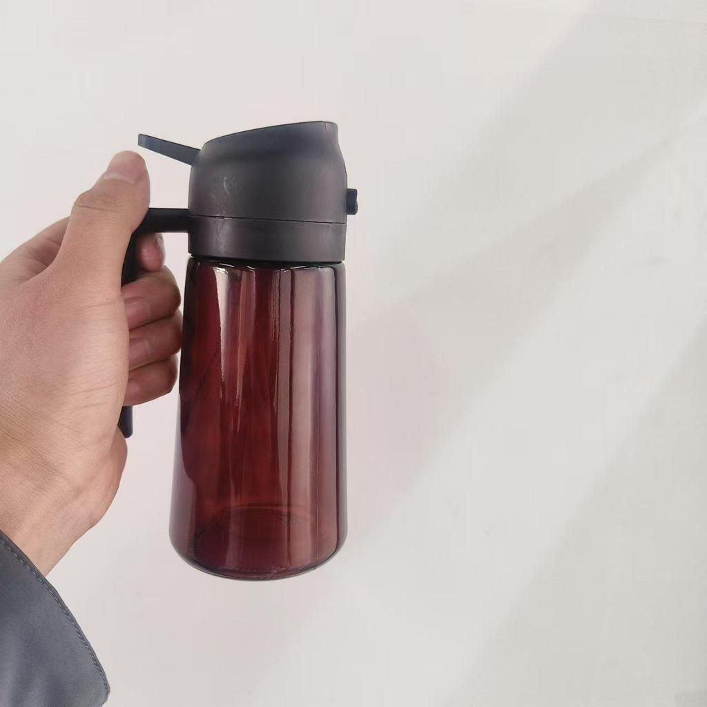 470ml Dual-Use Glass Oil Dispenser: Press & Spray Large-Capacity Kitchen Bottle with Adjustable Spray Function