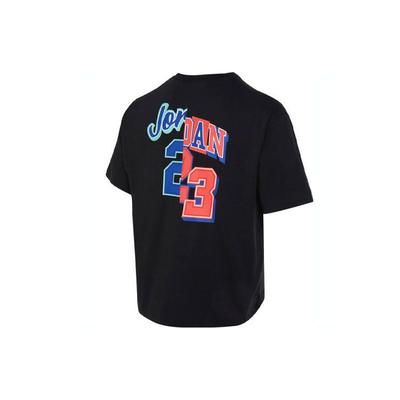 American Retro Sports Training Casual Short Sleeve T-Shirt With Letter Print And Regular Shoulder Men Tops Black FQ0359-010