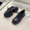 Platform Loafer Small Leather Shoes 2025 Spring New Retro British Style Black Versatile with Skirt Lace-up Small Leather Shoes