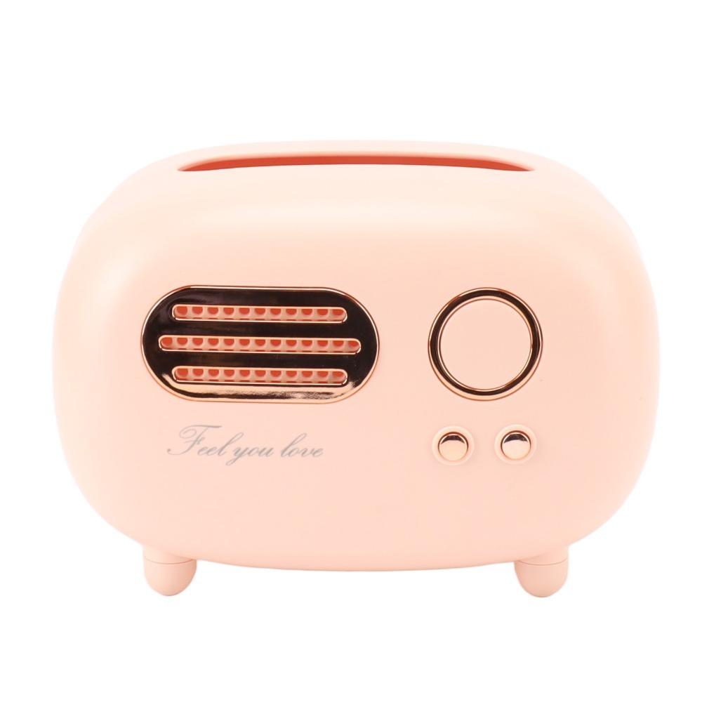 Pink Color Retro Radio Tissue Box Radio Shape Decorative Tissue Box Cover Multifunction Retro Design Tissue Holder Dispenser