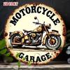 Round Aluminum Sign Retro Motorcycle Garage Wall Decor Metal Poster