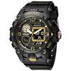 KXAITO Men's Waterproof Military Watch with Date Display, Multifunction Tactical LED Face, Alarm, and Stopwatch, 8055, Black Gold, Large, Military Sty