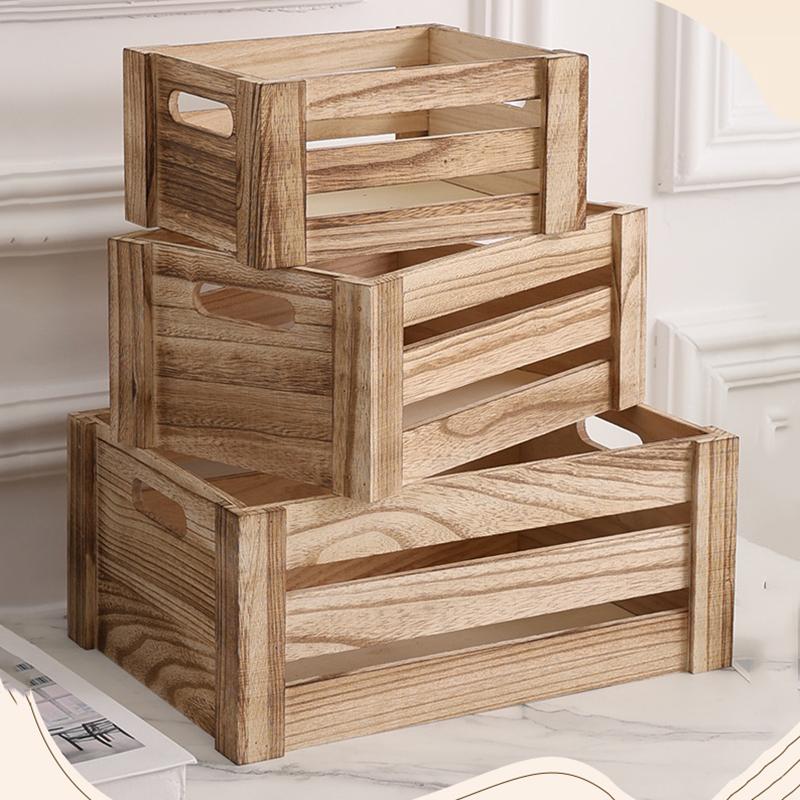 1pcs Wooden Storage Box Solid Wood Multi-Purpose Container For Sundries Cosmetics Home Office Laundry Organizer Eco-Friendly