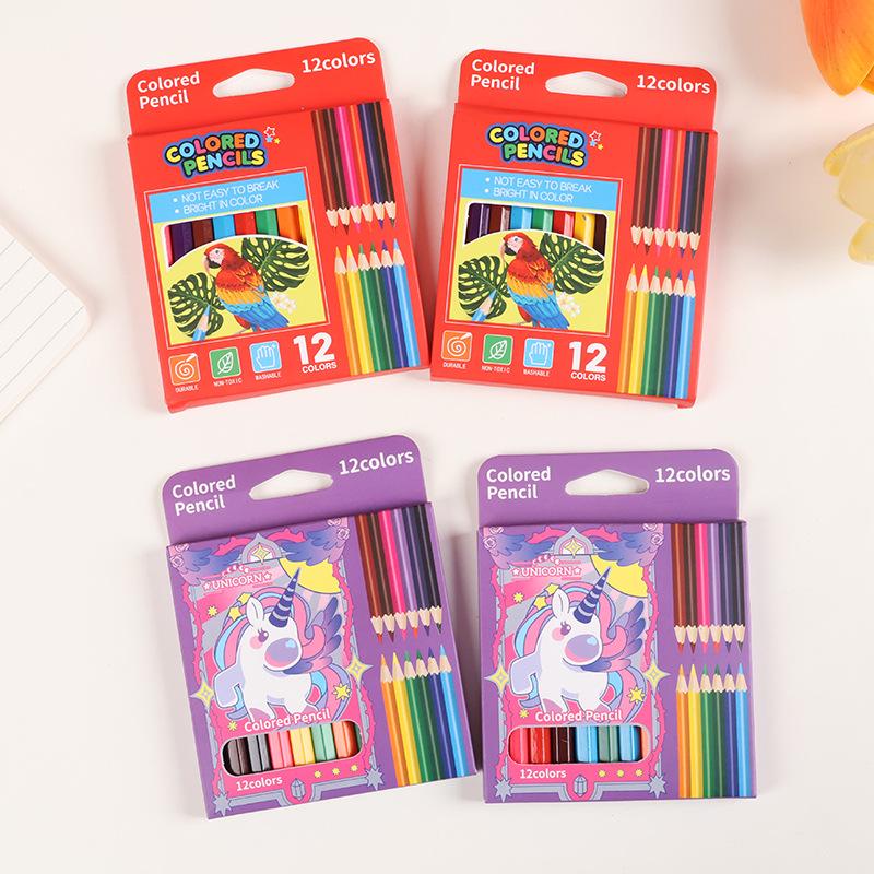 12 Short Colored Pencils for Kindergarten Art and Doodling