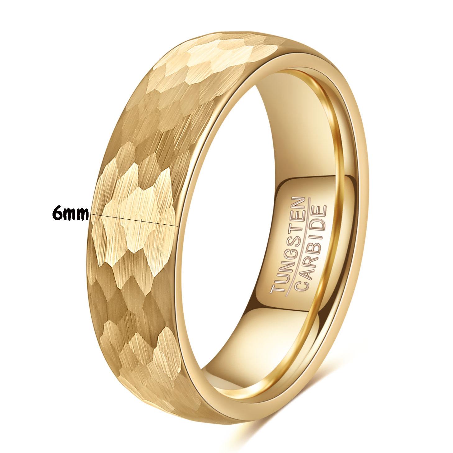 Вольфрамовое кольцо 6 мм Ретро Чешуя рыбы Кованая текстура Двухцветное серебристое золото Обручальное кольцо для мужчин и женщин No. 6