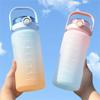 2L Frosted Active Water Bottle Motivational Time Marker Drinking Bottles Spacious Gradient Plastic Water Cup For Outdoor Use