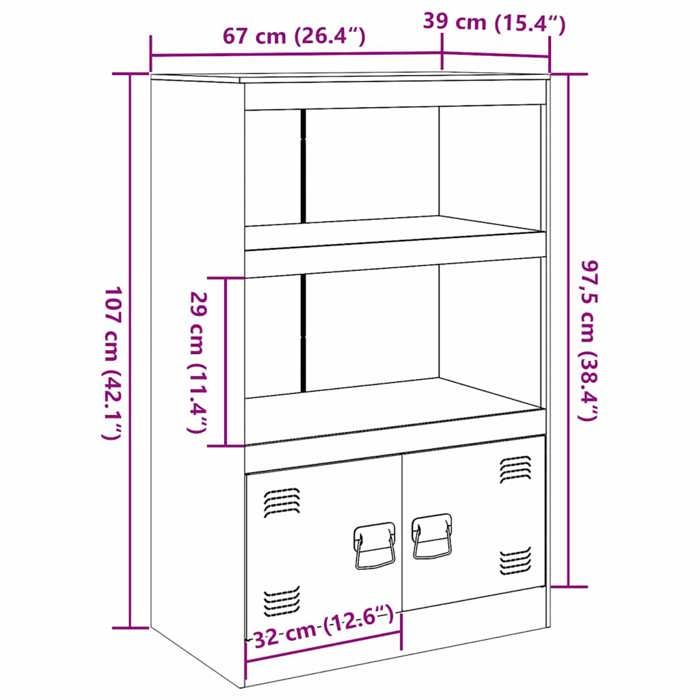 VidaXL Buffet jaune moutarde 67x39x107 cm acier, armoire, armoire latérale, armoire de rangement, armoires, placard, buffet 841670