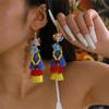 Europen And American Exaggerated Retro Long Tassel Skeleton Skull Earrings For Women Gothic Punk Halloween Jewelry Party Gifts