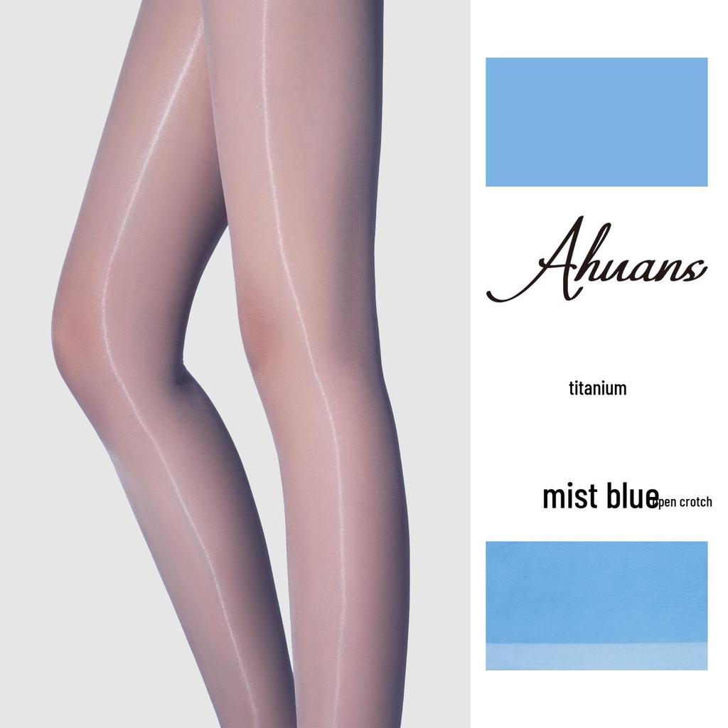 Love Fantasy 'Titanium' Ultra-dünne nahtlose Strumpfhose: Transparente, ölig glänzende Aurora-Strümpfe, tailliert, sexy schwarzes Design.