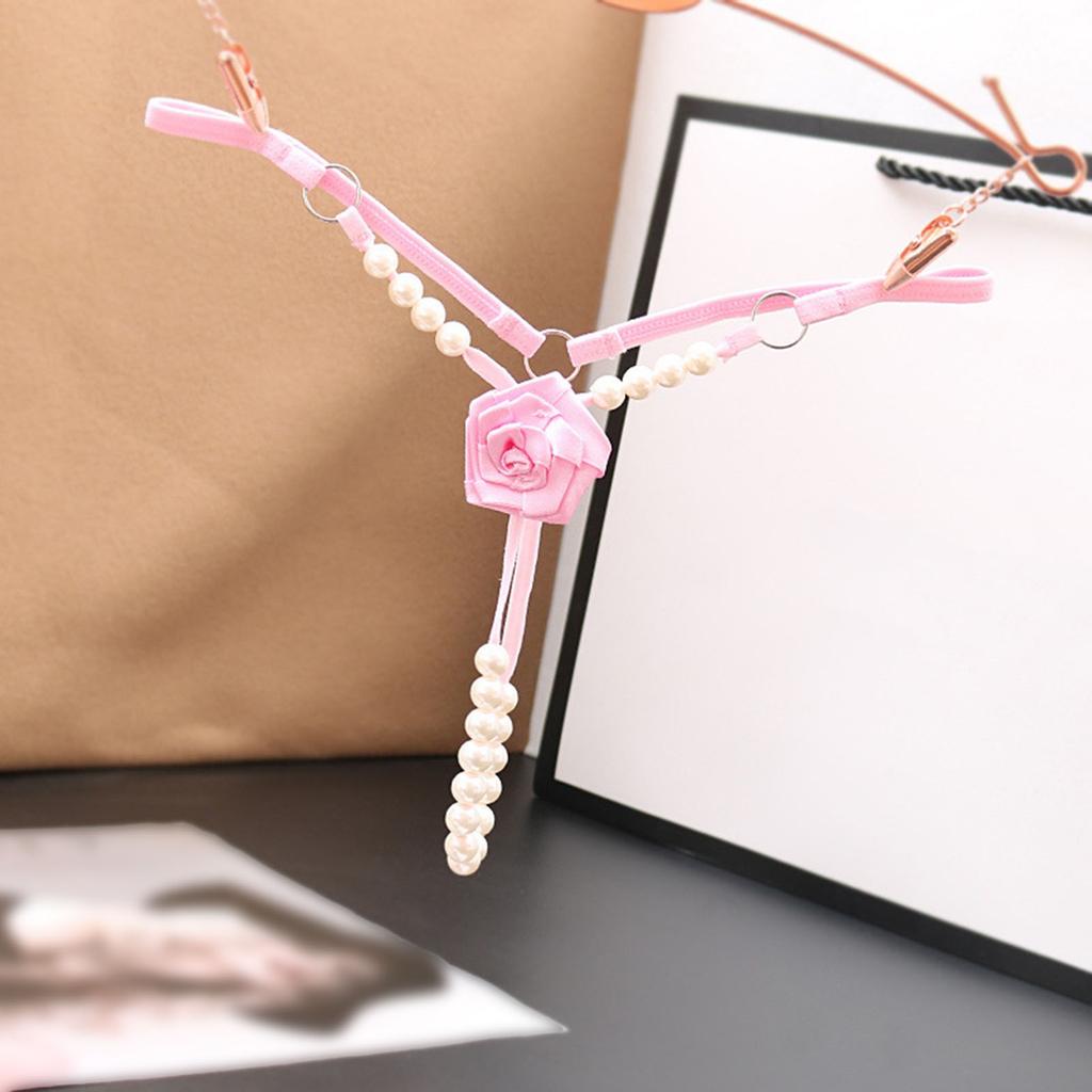 Sexy String Underwear Women Crotchless Flower Panties G String Lady T-Back Thong Transparent Lingerie With Pearls Panties New