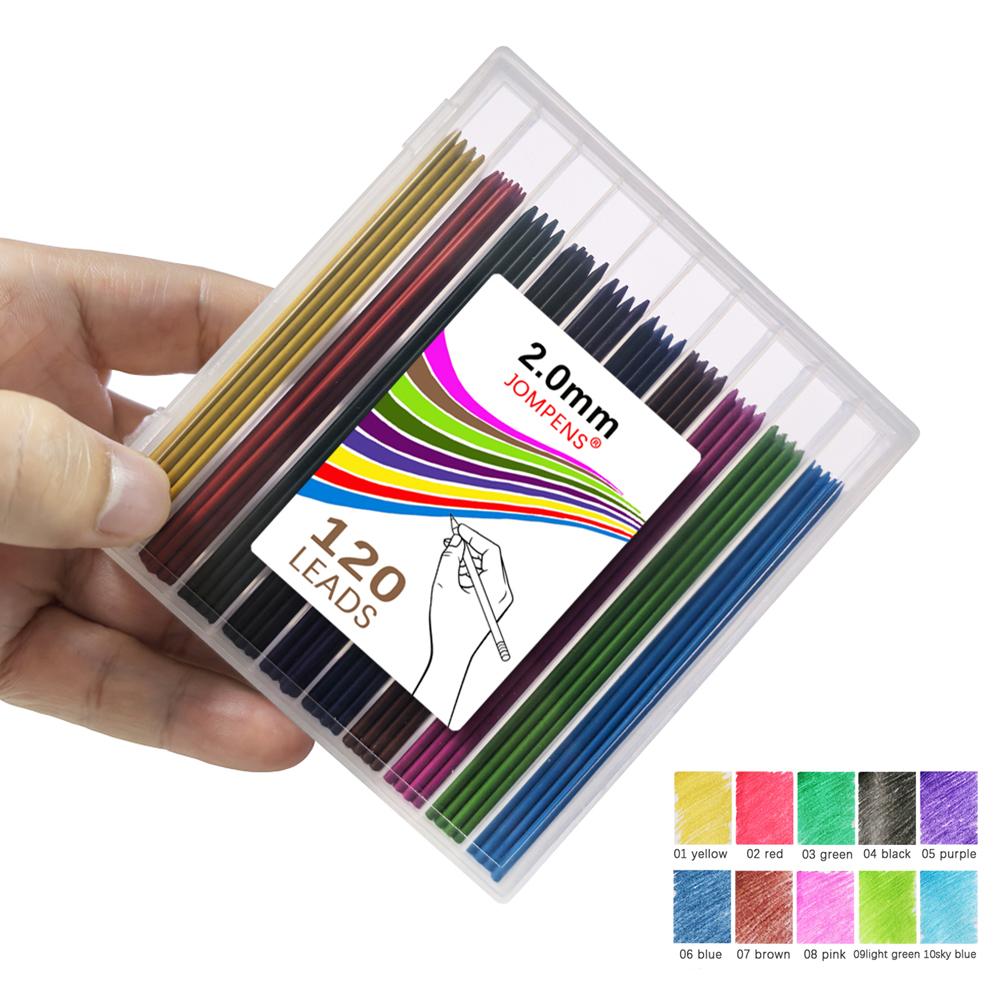 120 Stück/Box Große Kapazität Mechanische Bleistiftminen 2B 2,0 MM 10 Farben Austauschbare Minen Automatischer Bleistift Schreib- und Zeichenzubehör