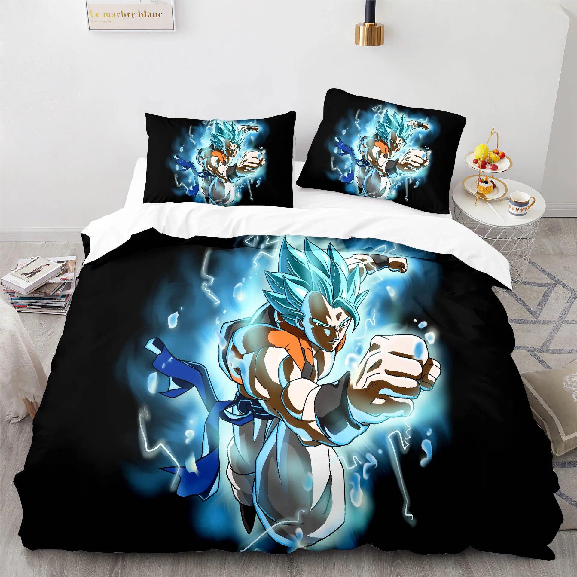 

3PC-SET Dragon Ball 3D-принт Dragon Ball Супер подарунок на день народження для дівчаток, дітей, хлопчиків, підодіяльник 200X200CM--3PC