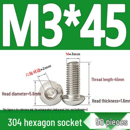 ISO7380 Stainless Steel Hex Drive Dome Head Screws - M2 to M16