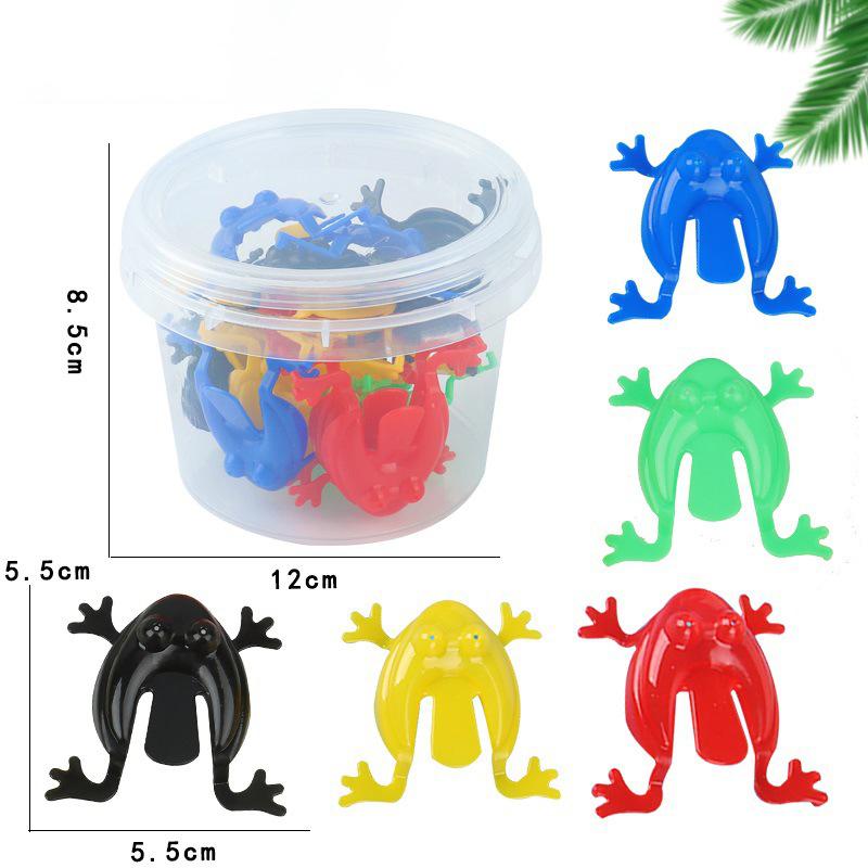 12Pcs Jumping Frogs Bounce Fidget Toys Novelty Action Figures Frog With Bucket Stress Reliever Toys For Children Birthday Gift