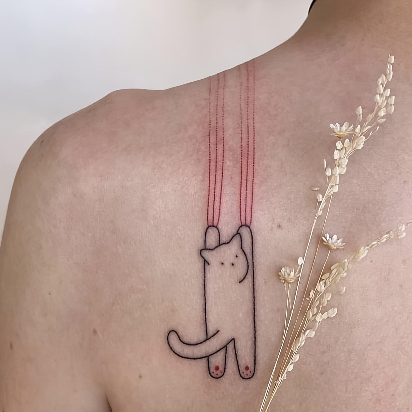 A Charming Minimalist Cat Design This Waterproof Temporary Tattoo Is Durable And Offers a Lifelike Appearance Perfect for Women 1pcs