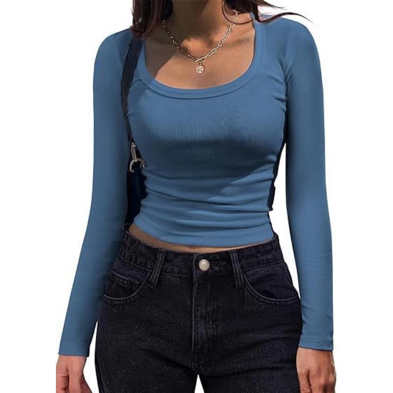 YYFS Damenmode Casual Frühling Herbst Einfarbig Druck Langarm U-Ausschnitt Blusen & Hemden