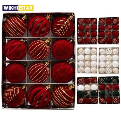 6/12pcs 6cm Wine Red Christmas Ball Ornaments Dark Green White Christmas Tree Party Decoration New Christmas Spheres Pendant