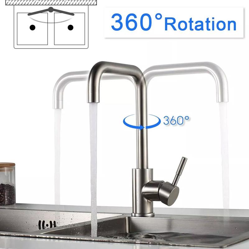Matte Black 7 Shape High Arc Kitchen Tap Single Level Stainless Steel Kitchen Sink Faucet