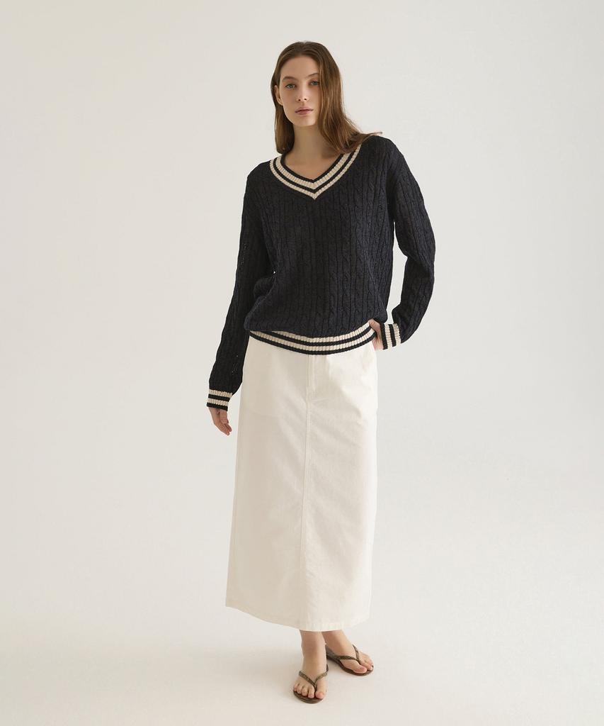 Oteumilkape Straight Cotton Skirt - White