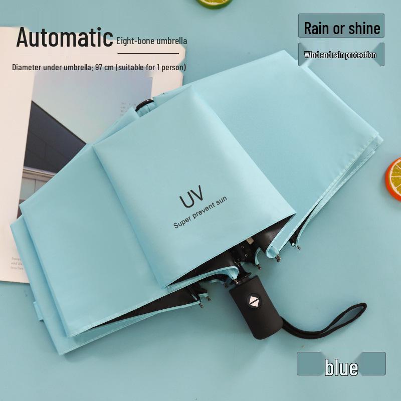 Vindtät Dubbelanvändning UV-skydd Parasoll: Svartlim Sol- eller Regnskärm, Kreativ Design för Män & Kvinnor, Studentvänlig Dubbelvikbar