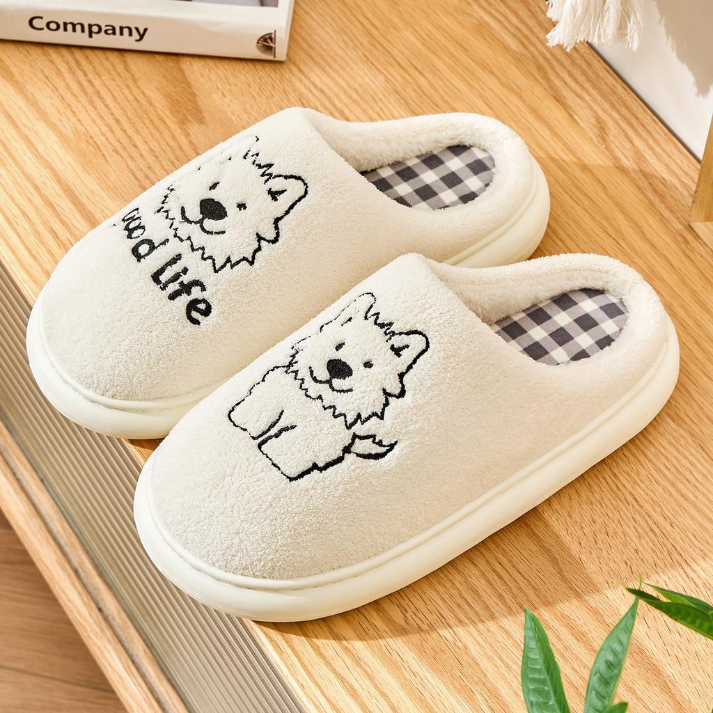Cute Cartoon Cotton Slippers Autumn and Winter New Indoor Home Couple Thick-soled Warm Plush Cotton Shoes