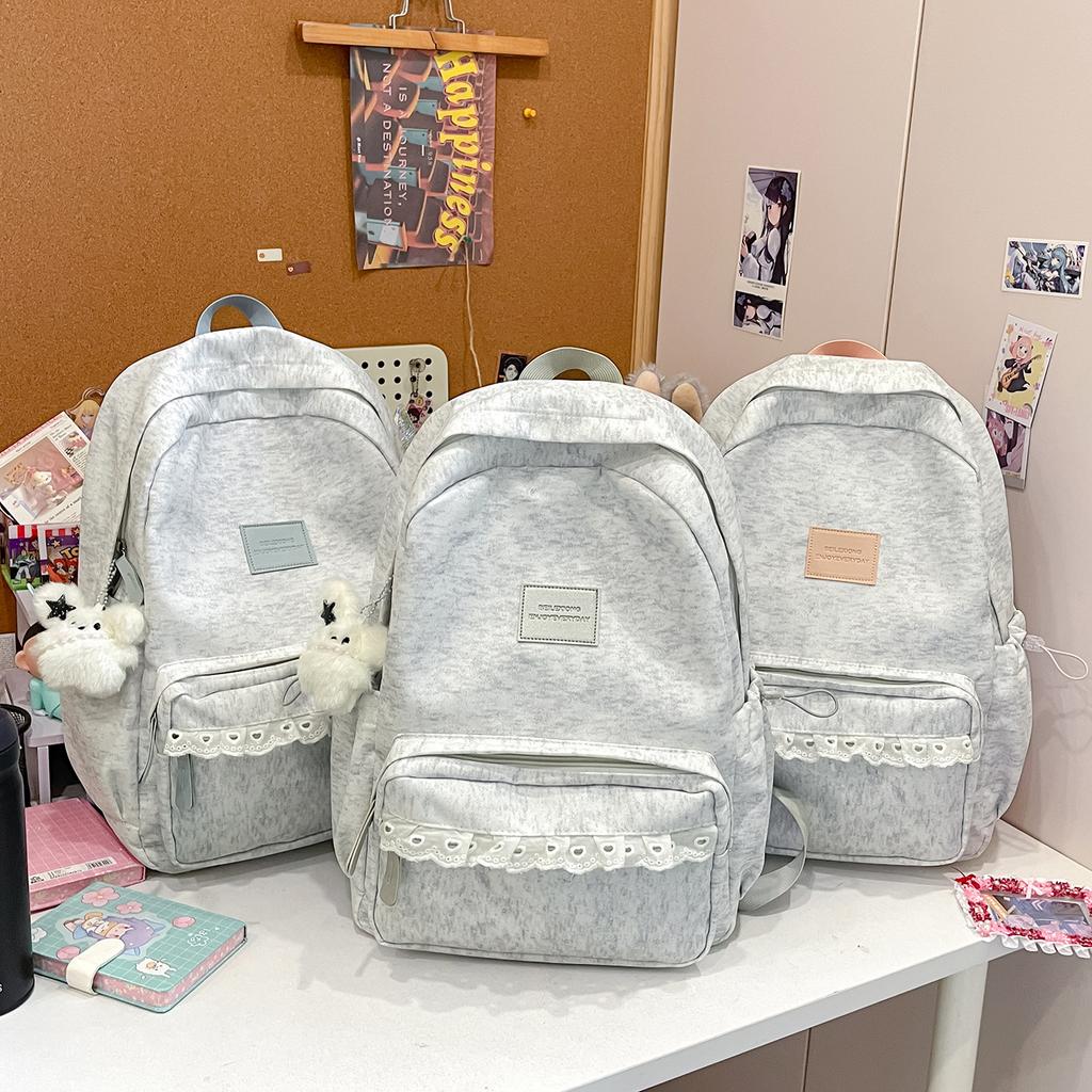 Schoolbag spring new Korean version ins Mori department college style high-value girl shopping backpack middle school student solid color backpack