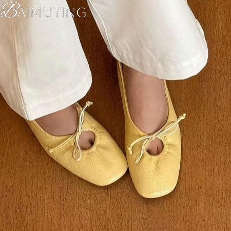 Fashion Square Toe Flats Loafers Women Sandals Marie Janes Shoes Summer Slippers 2025 New Shallow Shoes Trend Plus Size Sandalias Mujer