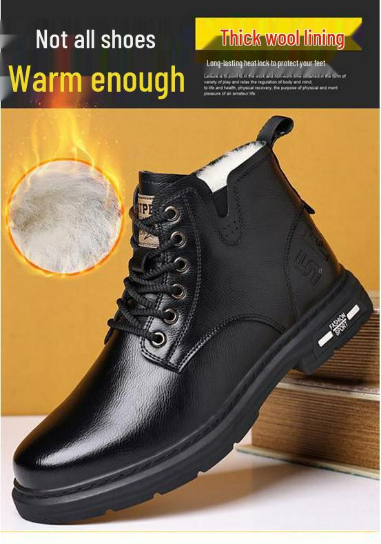 Men's Retro Leather High-Top Martin Boots - Breathable, Versatile, Casual British Style for Spring and Autumn