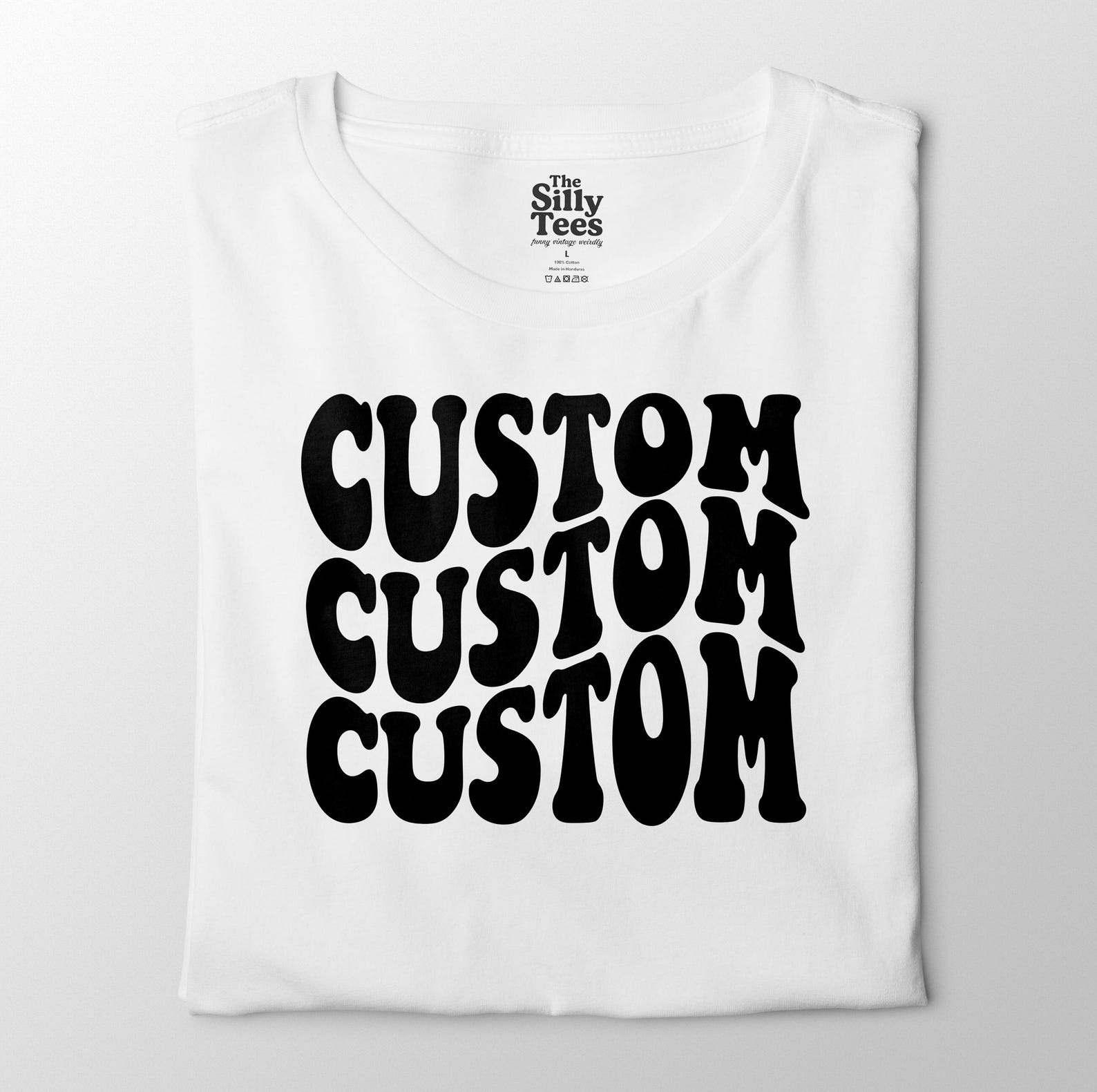 Custom Text T-Shirt: Retro Funky Font, Personalized Word Design XL