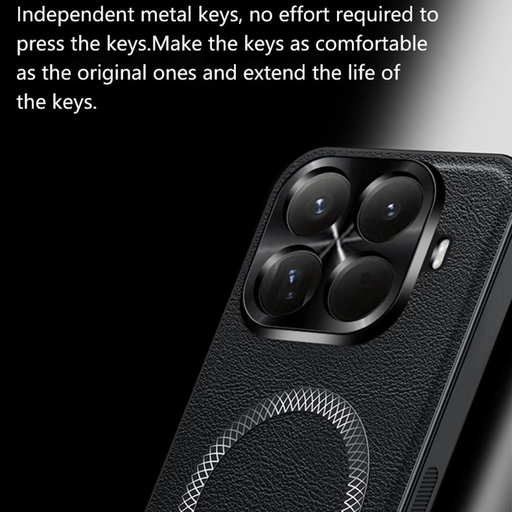 For Xiaomi 15T Pro Magnetic Case PU TPU PC Phone Back Cover with Metal Lens Frame