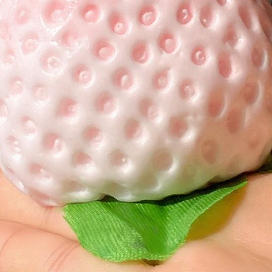 Strawberry Squeeze Toy Soft Stress Ball TPR Slow Rebound Decompression Toy Realistic Pink White Strawberry Shape Portable Fidget Toy