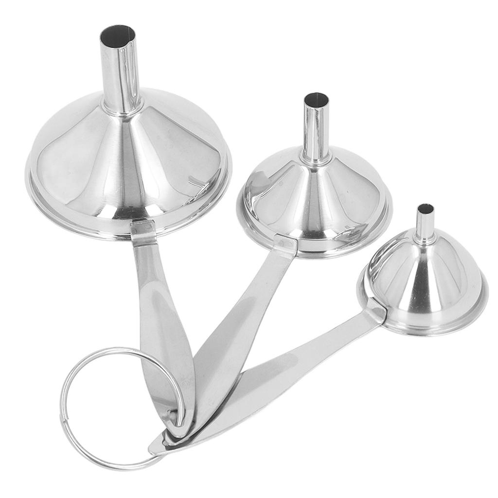 3PCS Small Funnels Stainless Steel Multifunctional Mini Filling Funnel Kit for Transferring Essential Oils Liquid Fluid