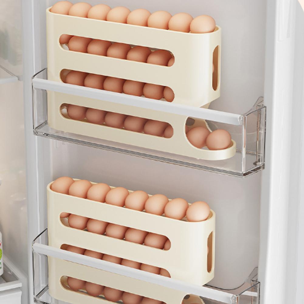 Portauova Automatico a 4 Strati con Rotazione Scaffale Contenitore Porta Uova da Frigo Organizzatore per Frigorifero da Cucina