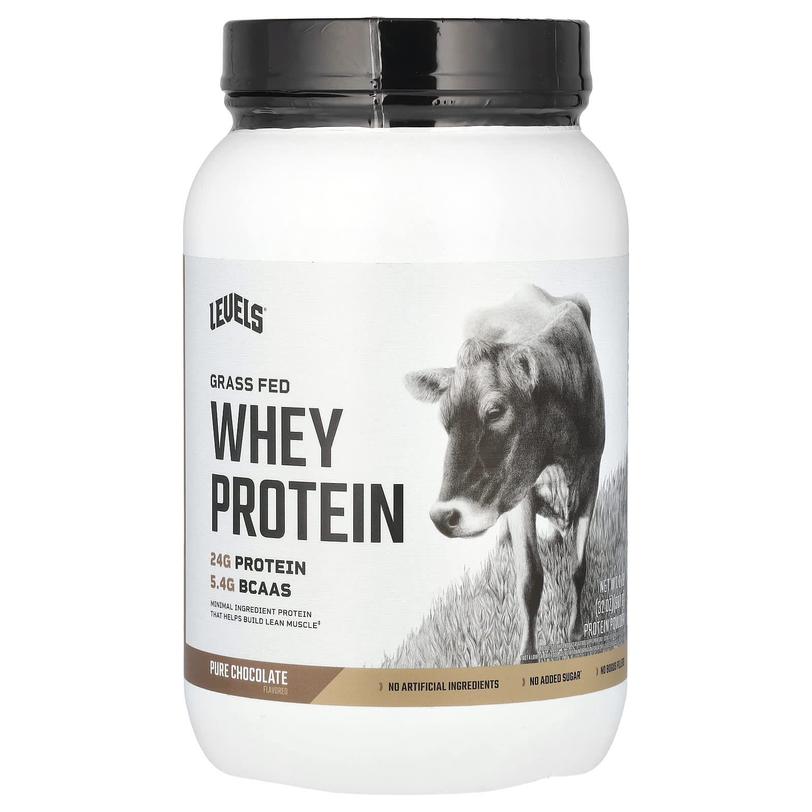 

Levels, Grass-Fed Whey Protein Powder, Pure Chocolate, 2 lb (907 g)