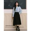 Women's Blue Long-Sleeve Professional Blouse