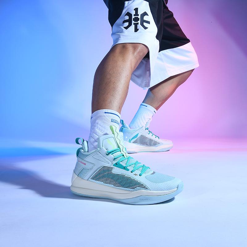 Li Ning Strong Attack Shock Absorption Low Top Basketball Shoes Men sneaker Gray Green ABAR115-3